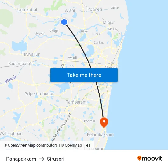 Panapakkam to Siruseri map