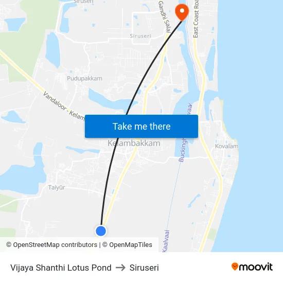 Vijaya Shanthi Lotus Pond to Siruseri map