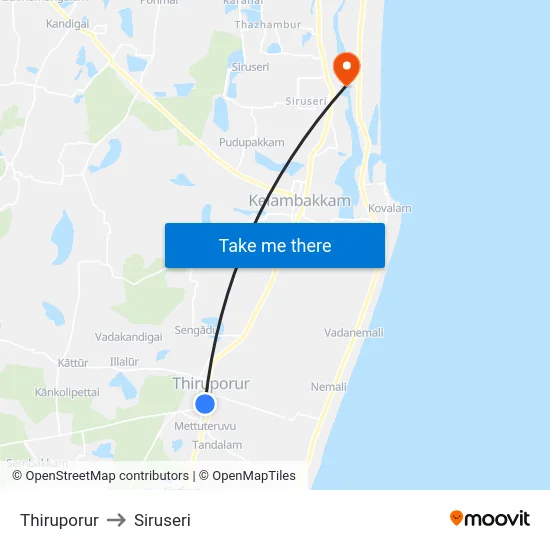 Thiruporur to Siruseri map