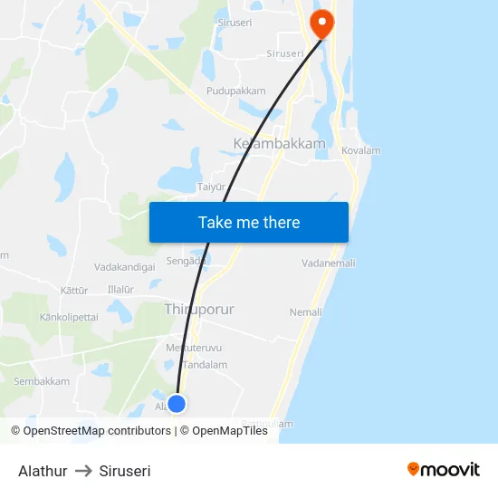 Alathur to Siruseri map