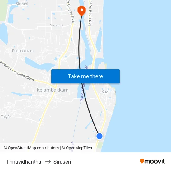 Thiruvidhanthai to Siruseri map