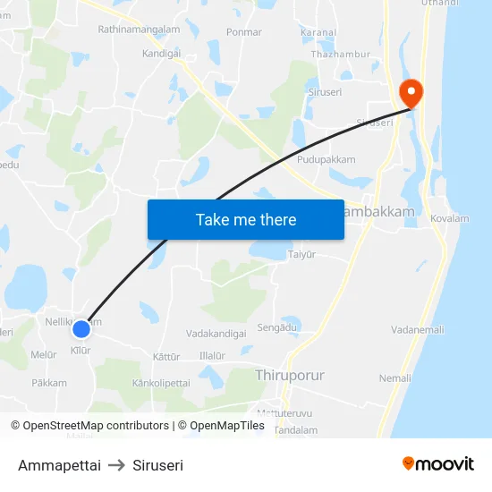Ammapettai to Siruseri map