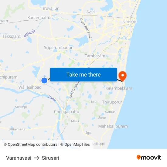 Varanavasi to Siruseri map