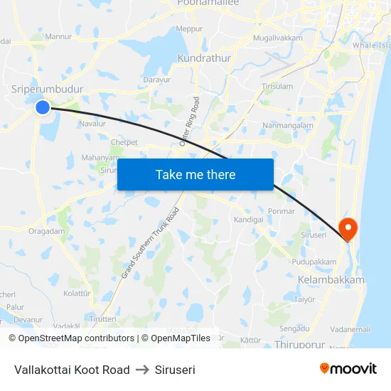 Vallakottai Koot Road to Siruseri map