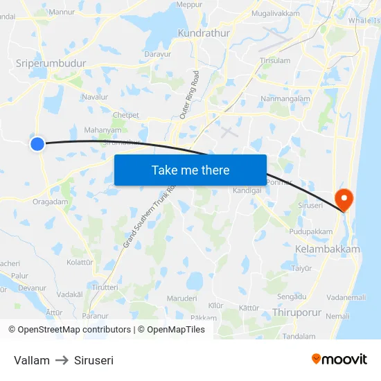 Vallam to Siruseri map