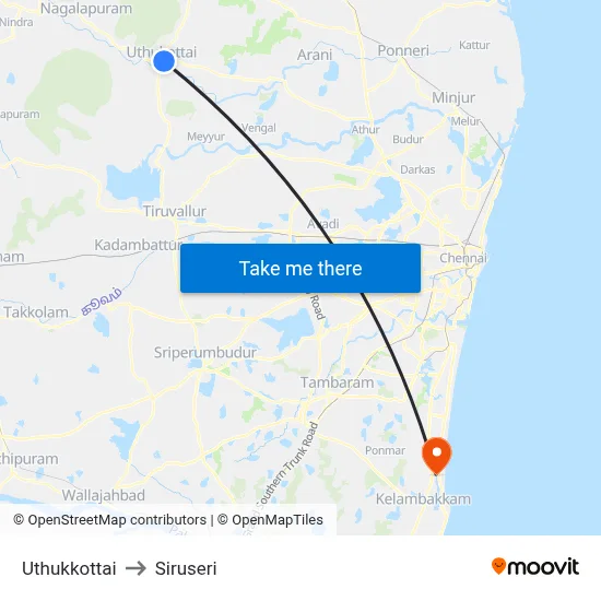 Uthukkottai to Siruseri map