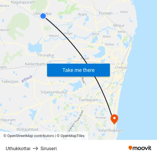 Uthukkottai to Siruseri map