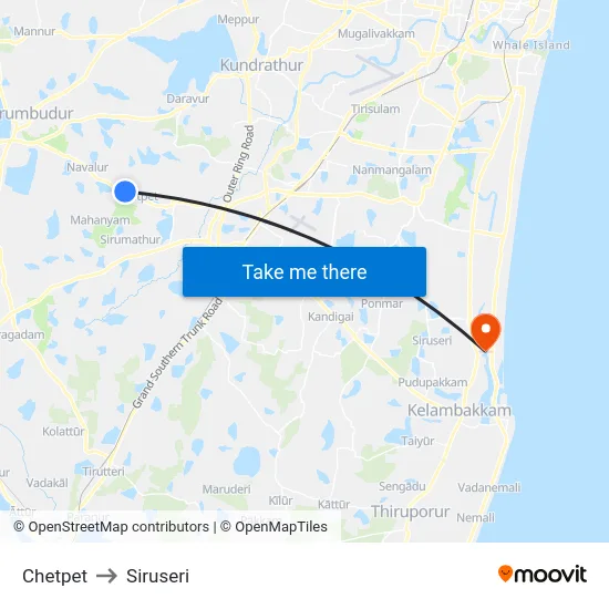 Chetpet to Siruseri map