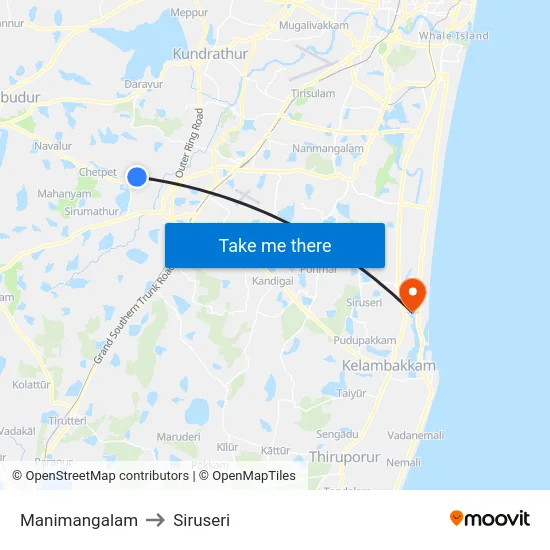 Manimangalam to Siruseri map