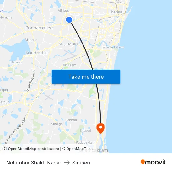 Nolambur Shakti Nagar to Siruseri map