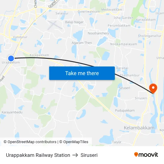 Urappakkam Railway Station to Siruseri map