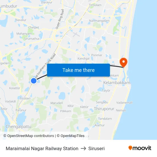 Maraimalai Nagar Railway Station to Siruseri map