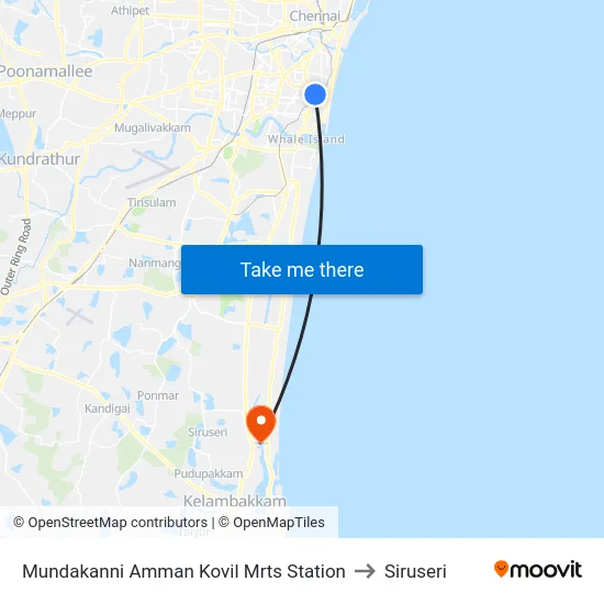 Mundakanni Amman Kovil Mrts Station to Siruseri map