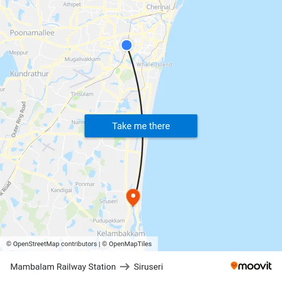 Mambalam Railway Station to Siruseri map