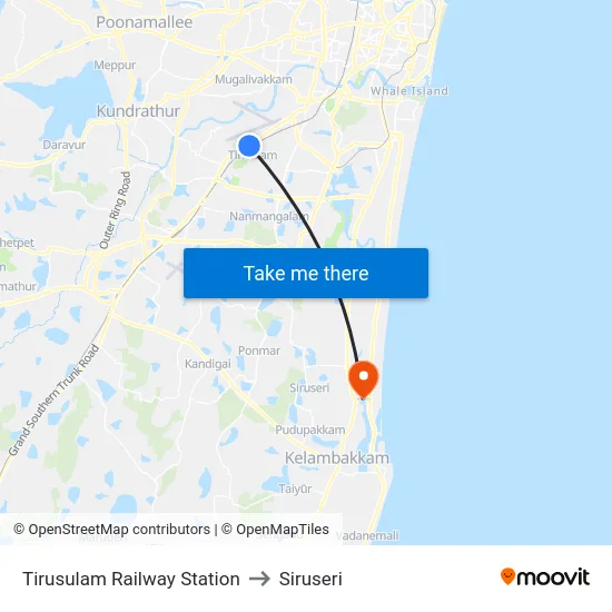 Tirusulam Railway Station to Siruseri map