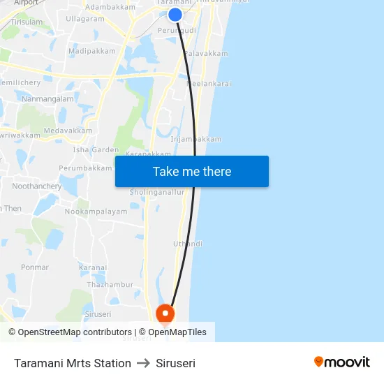 Taramani Mrts Station to Siruseri map