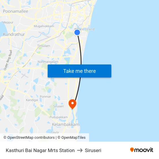Kasthuri Bai Nagar Mrts Station to Siruseri map