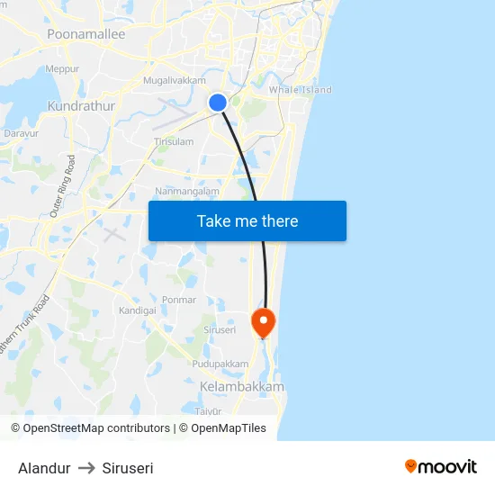 Alandur to Siruseri map