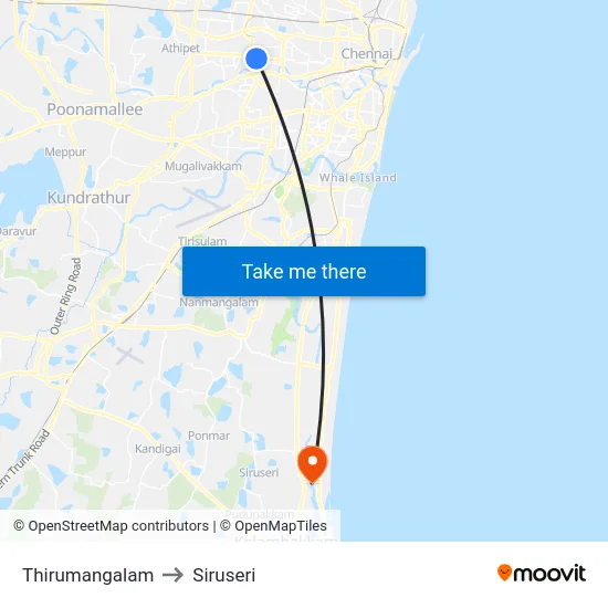Thirumangalam to Siruseri map