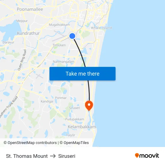 St. Thomas Mount to Siruseri map