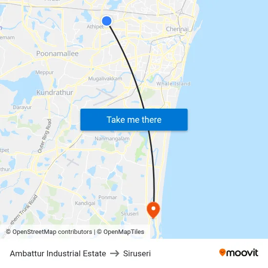 Ambattur Industrial Estate to Siruseri map