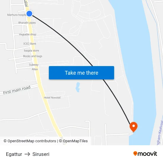 Egattur to Siruseri map