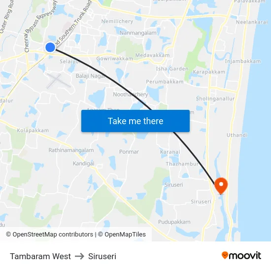 Tambaram West to Siruseri map