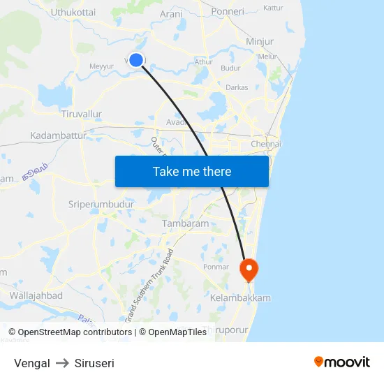 Vengal to Siruseri map