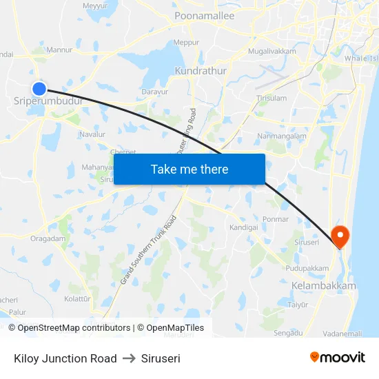Kiloy Junction Road to Siruseri map