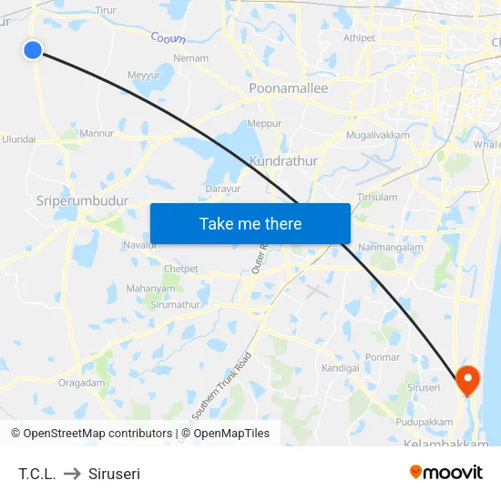 T.C.L. to Siruseri map