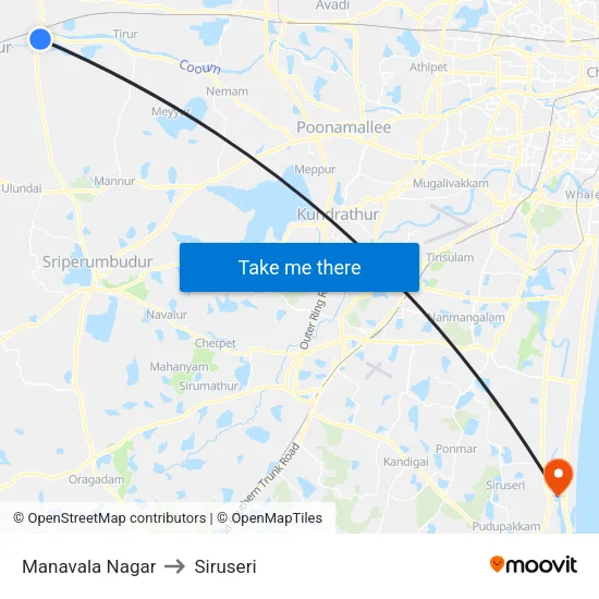 Manavala Nagar to Siruseri map
