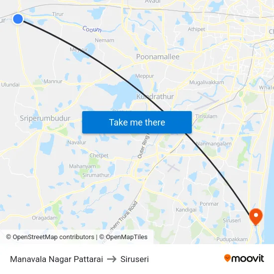 Manavala Nagar Pattarai to Siruseri map