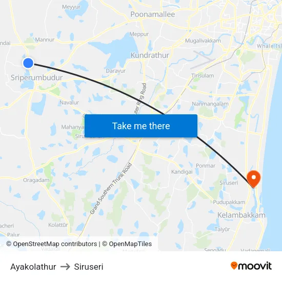 Ayakolathur to Siruseri map