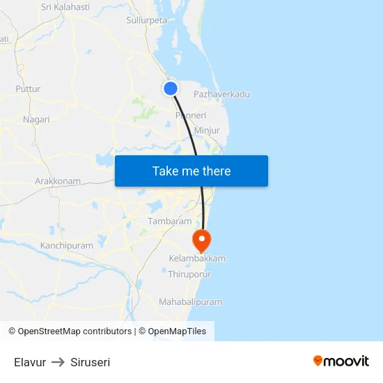 Elavur to Siruseri map