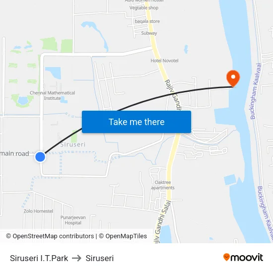 Siruseri I.T.Park to Siruseri map