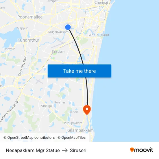 Nesapakkam Mgr Statue to Siruseri map