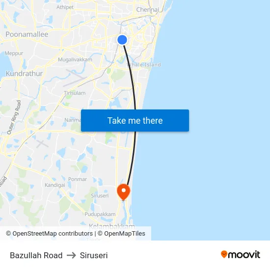 Bazullah Road to Siruseri map