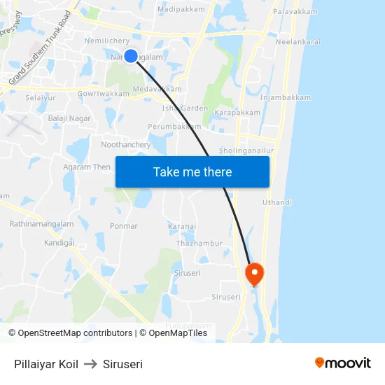 Pillaiyar Koil to Siruseri map