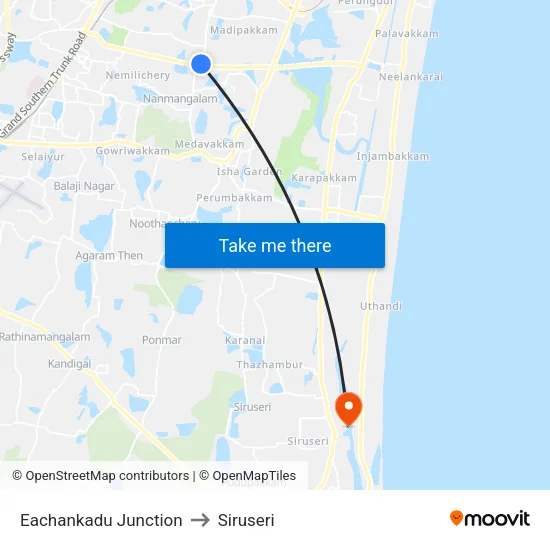 Eachankadu Junction to Siruseri map