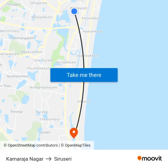 Kamaraja Nagar to Siruseri map