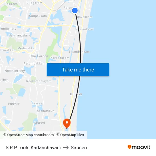 S.R.P.Tools Kadanchavadi to Siruseri map