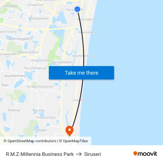 R.M.Z.Millennia Business Park to Siruseri map