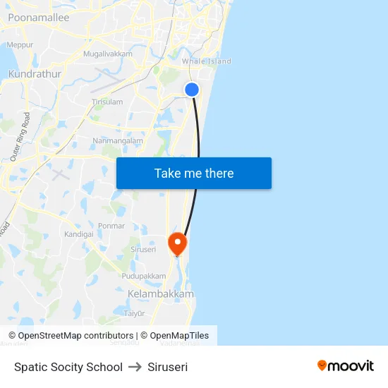 Spatic Socity School to Siruseri map