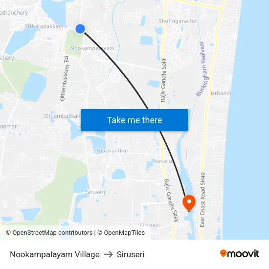 Nookampalayam Village to Siruseri map