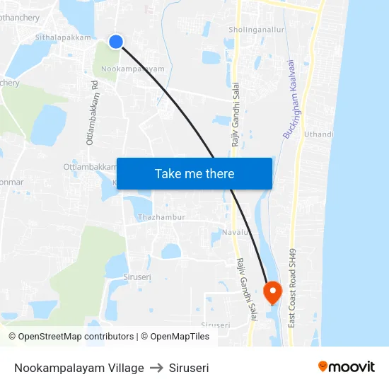 Nookampalayam Village to Siruseri map