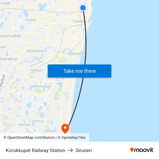 Korukkupet Railway Station to Siruseri map