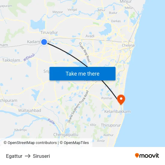 Egattur to Siruseri map