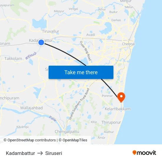 Kadambattur to Siruseri map