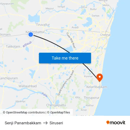 Senji Panambakkam to Siruseri map