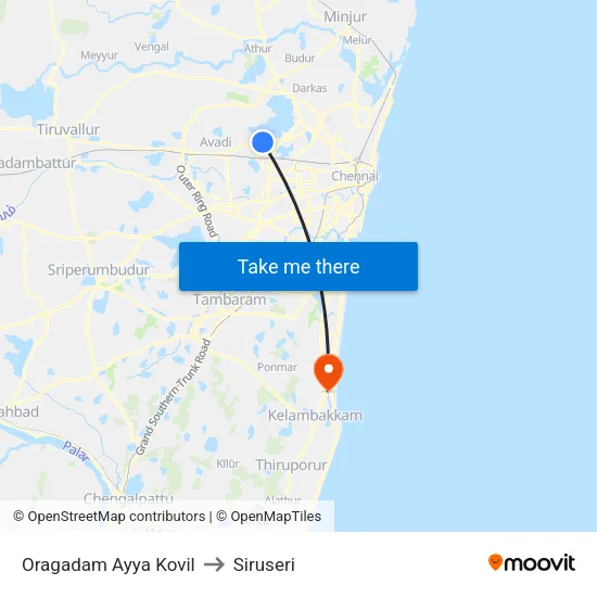 Oragadam Ayya Kovil to Siruseri map